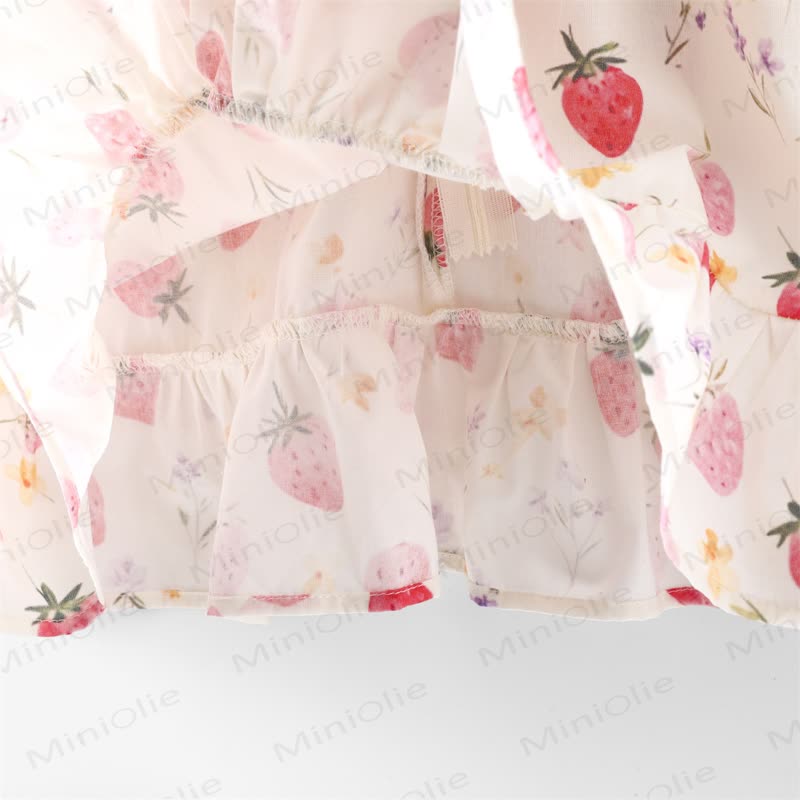 Toddler Baby Girl White Strawberry Print Ruffle Sleeveless Dress - image 8