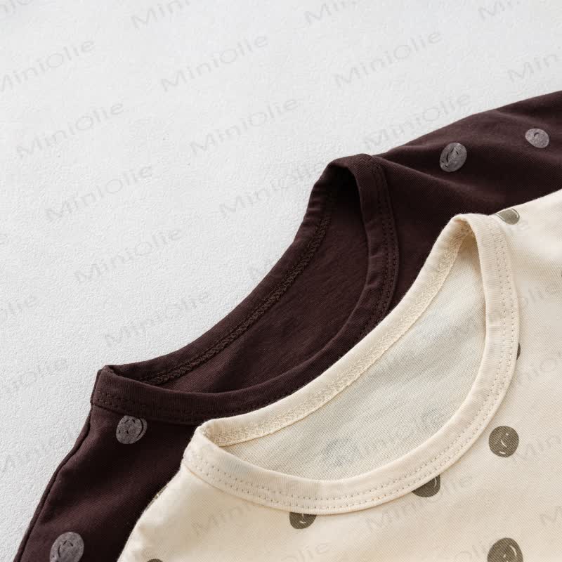 Toddler Girl Beige/Brown Polka Dot Summer T-Shirt - image 5