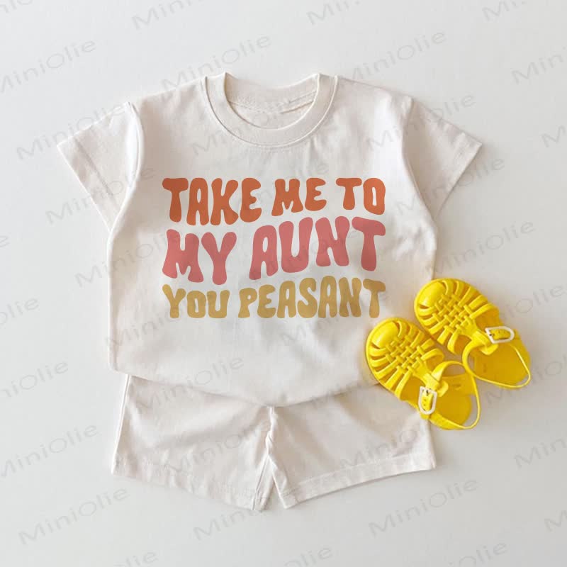 TAKE ME TO MY AUNT YOU PEASANT Baby White Tee and Shorts 2-piece Set - White - 18-24M - image 1