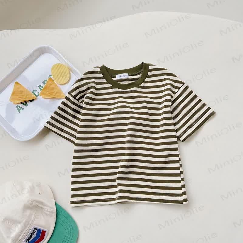 Toddler Striped Crew Neck Summer T-Shirt - Green - 10-11T - image 4