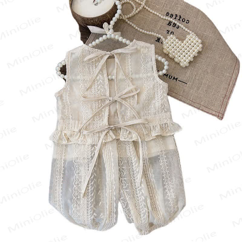 Toddler Girls Lace Bow Tank Top and Pants 2-Piece Set - image 3