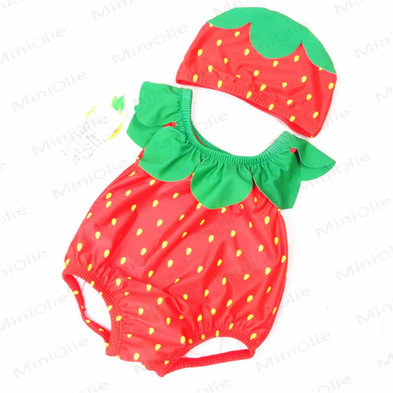 Baby Toddler Fruit Theme One Piece Swimwear Set - Red Strawberry - 4-5T - image 2