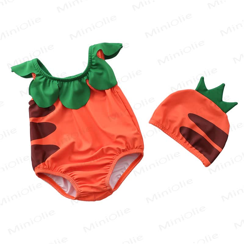 Baby Toddler Fruit Theme One Piece Swimwear Set - Orange - 4-5T - image 5