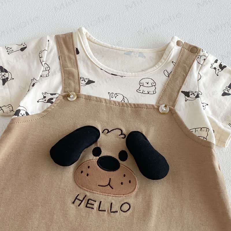 Baby Boys Puppy Print Suspender Romper - image 4