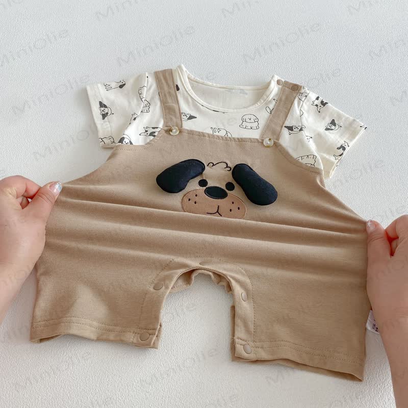 Baby Boys Puppy Print Suspender Romper - image 5