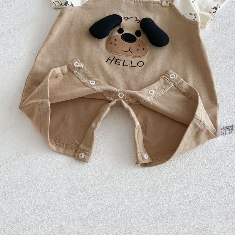 Baby Boys Puppy Print Suspender Romper - image 6