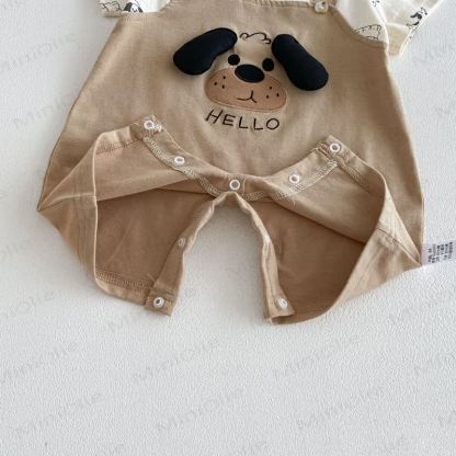 Baby Boys Puppy Print Suspender Romper - image 6