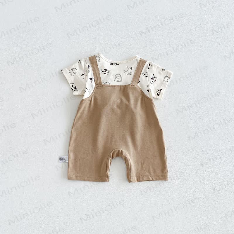 Baby Boys Puppy Print Suspender Romper - image 3