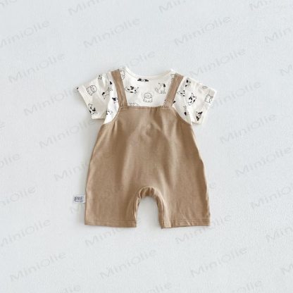 Baby Boys Puppy Print Suspender Romper - image 3