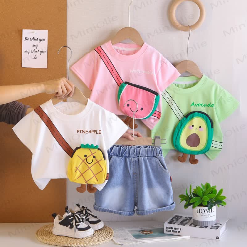 Toddler Cartoon Tee and Denim Shorts 2-Piece Set - image 1