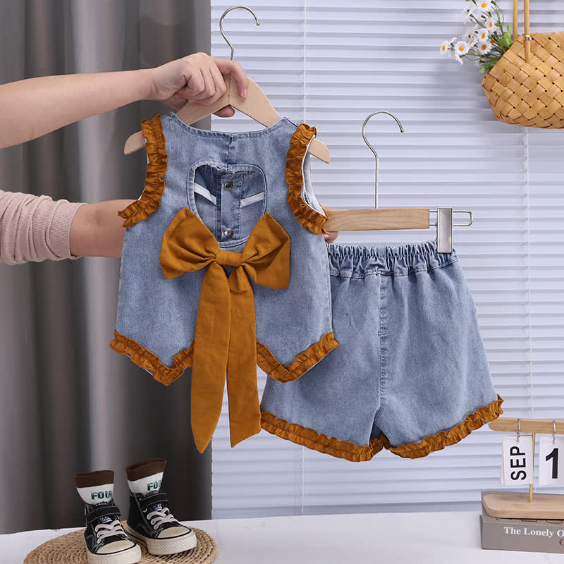 Baby Toddler Girl Denim Sleeveless Set - image 1