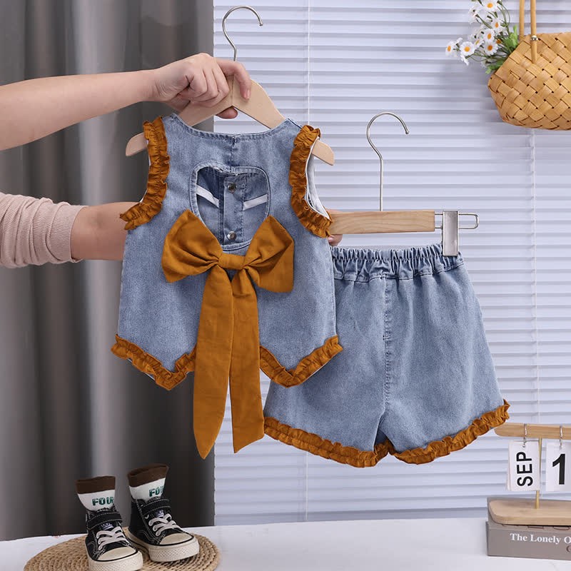 Baby Toddler Girl Denim Sleeveless Set - image 1