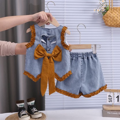 Baby Toddler Girl Denim Sleeveless Set - image 1