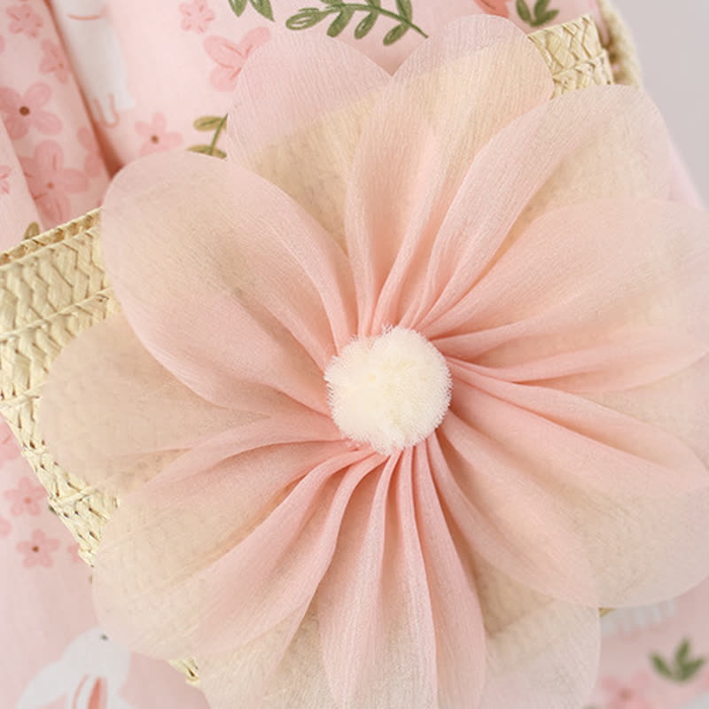 Baby Toddler Girl Pink Floral Bunny Peter Pan Collar Sleeveless Dress - image 6