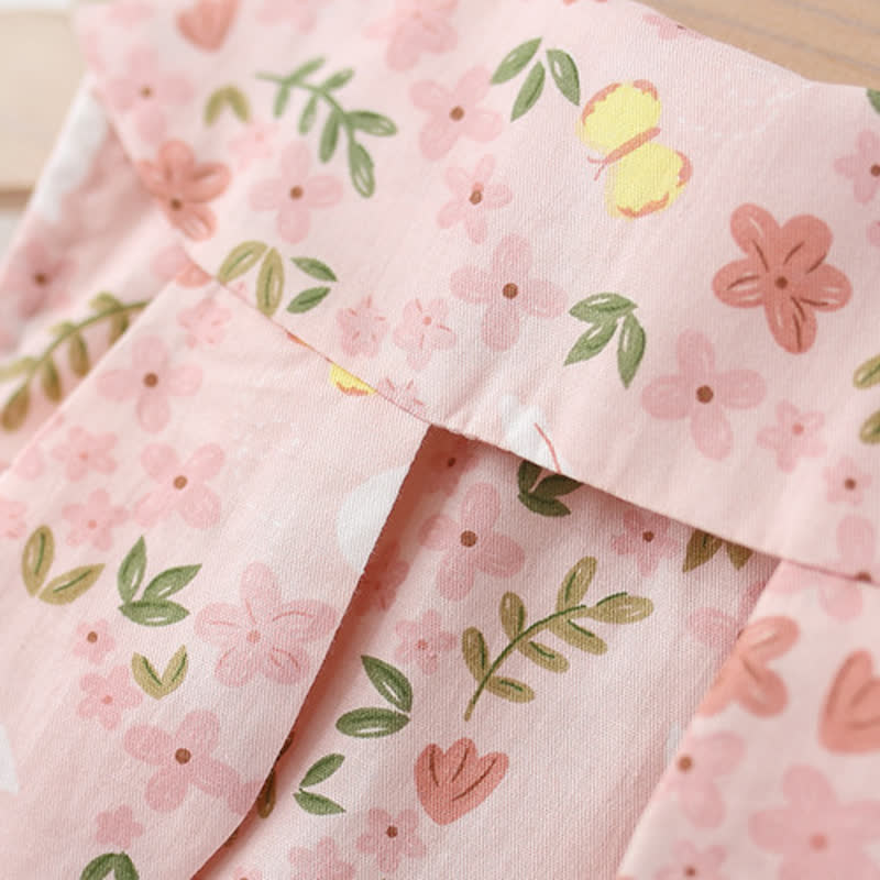 Baby Toddler Girl Pink Floral Bunny Peter Pan Collar Sleeveless Dress - image 5