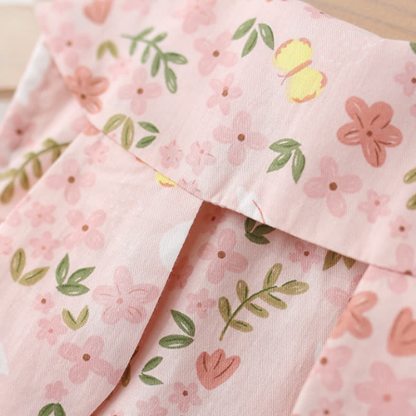 Baby Toddler Girl Pink Floral Bunny Peter Pan Collar Sleeveless Dress - image 5