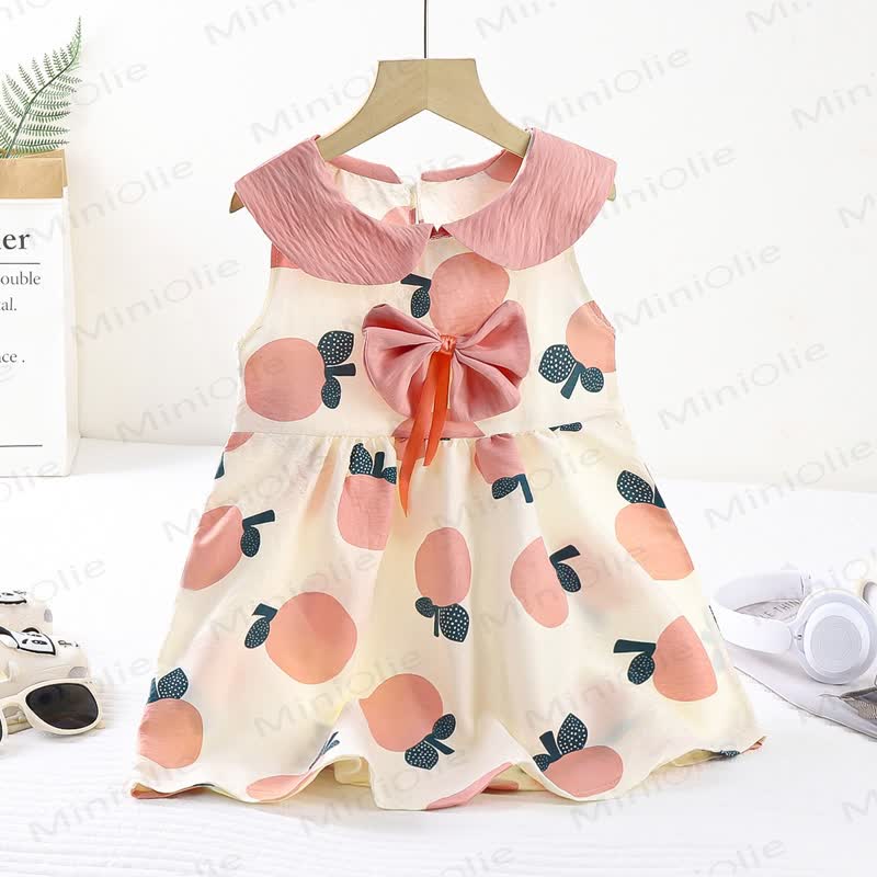 Toddler Girl Bow Peter Pan Collar Sleeveless Dress - Pink - 8-9T - image 3