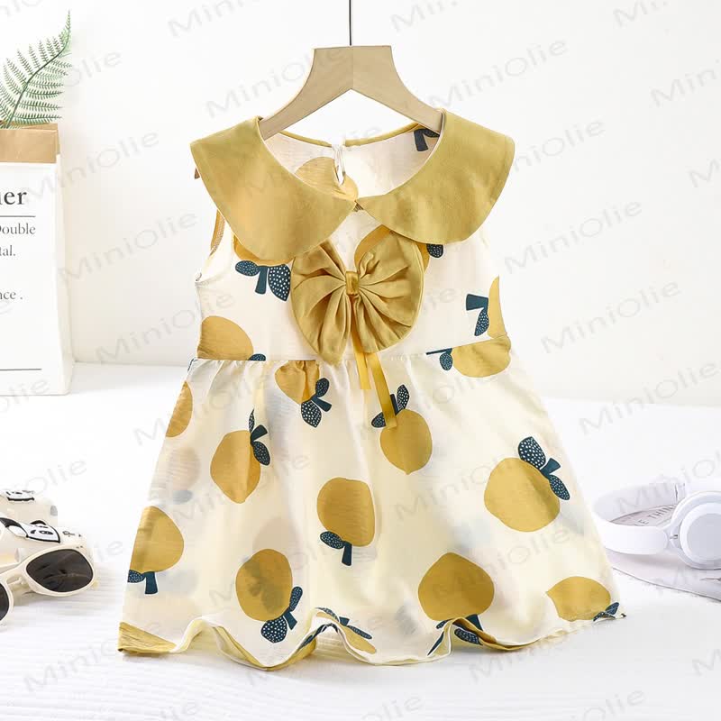 Toddler Girl Bow Peter Pan Collar Sleeveless Dress - Yellow - 8-9T - image 4