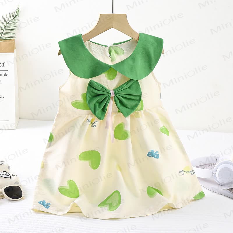 Toddler Girl Bow Peter Pan Collar Sleeveless Dress - Light Green - 8-9T - image 2