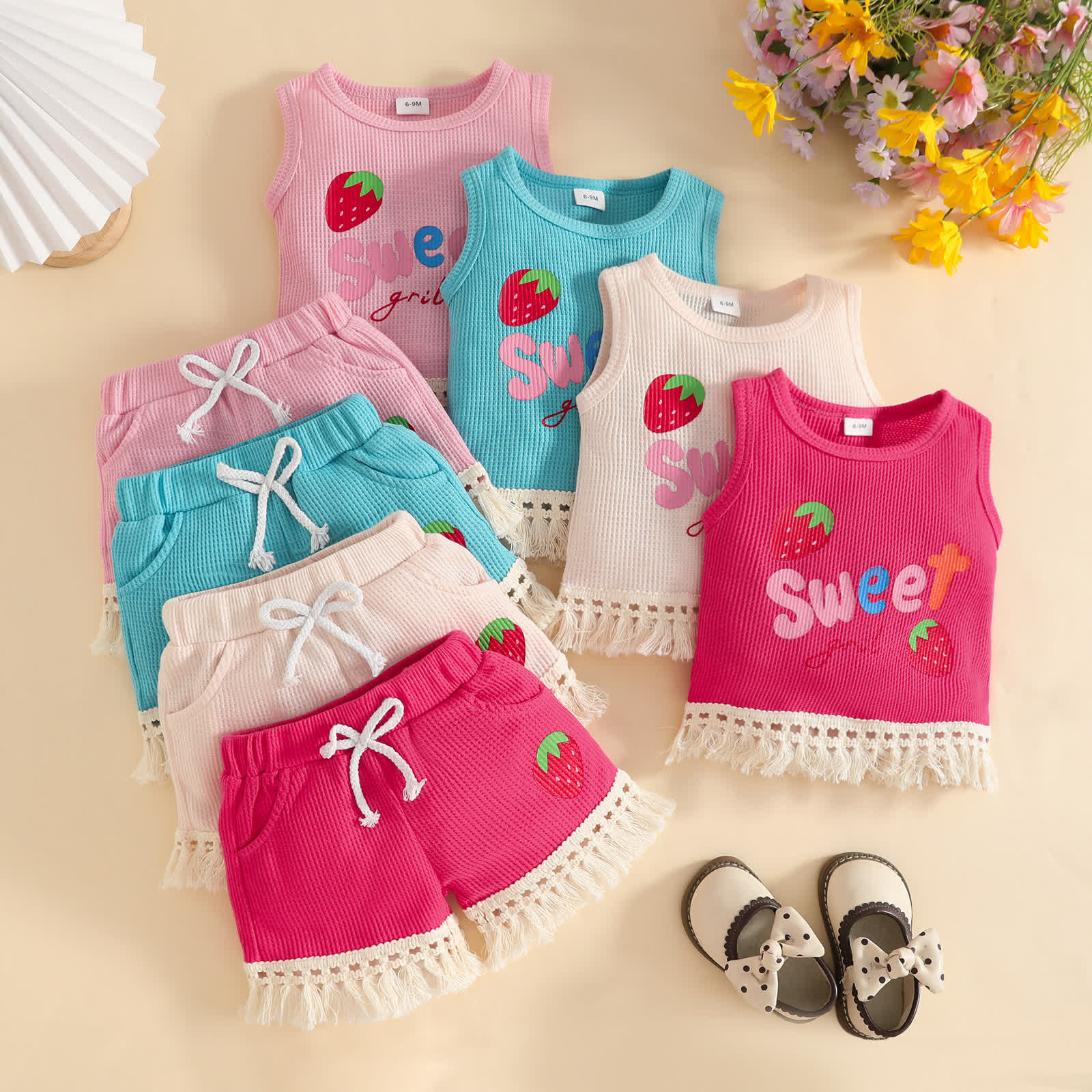 SWEET Baby Girl Strawberry Sleeveless Set - image 1