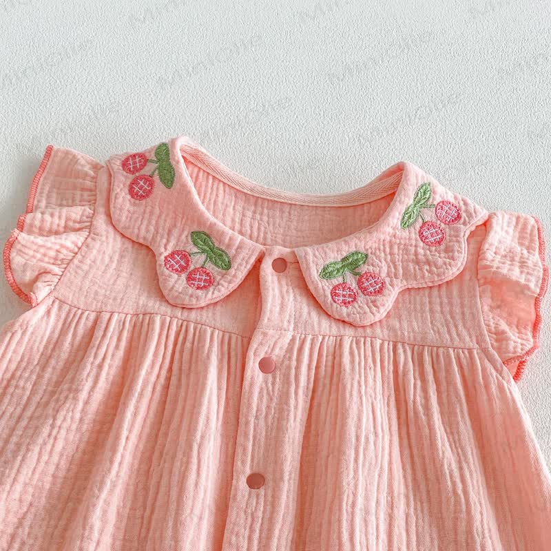 Baby Girls Peter Pan Collar Flutter Sleeves Romper - image 3