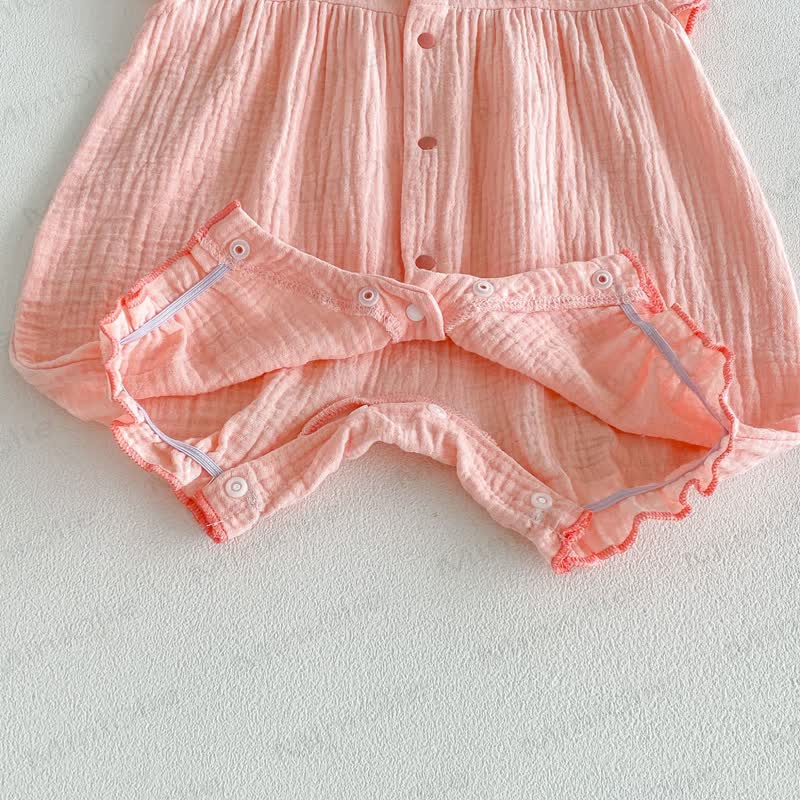 Baby Girls Peter Pan Collar Flutter Sleeves Romper - image 5