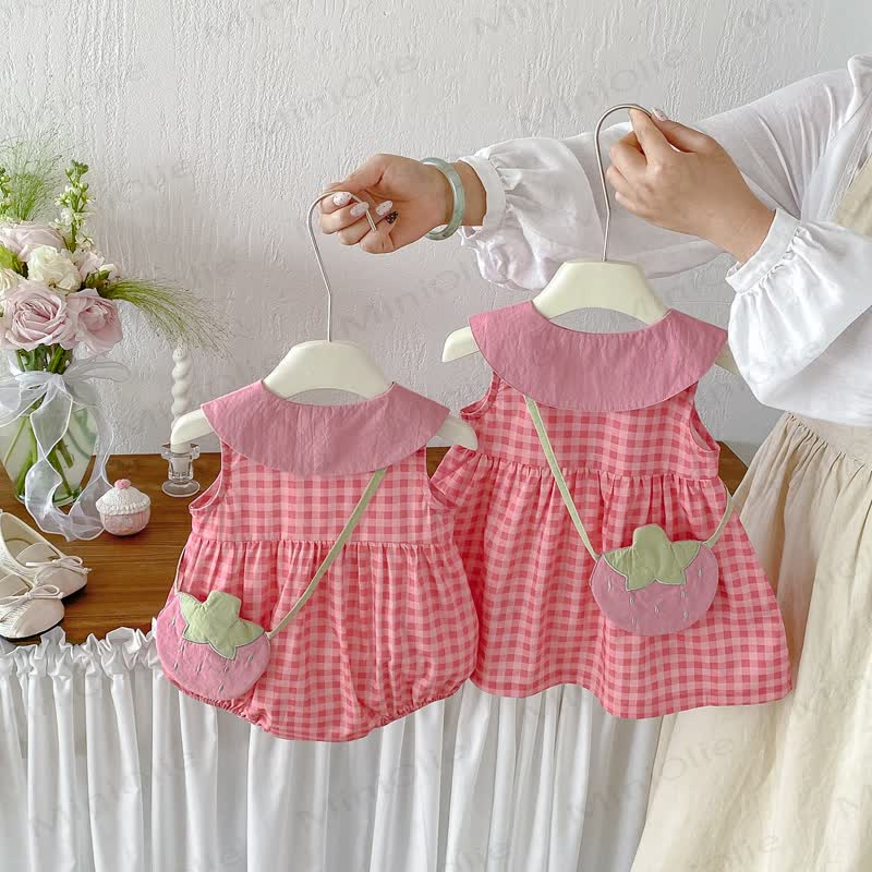 Baby Girl Pink Plaid Peter Pan Collar Sleeveless Onesie/Dress - image 5