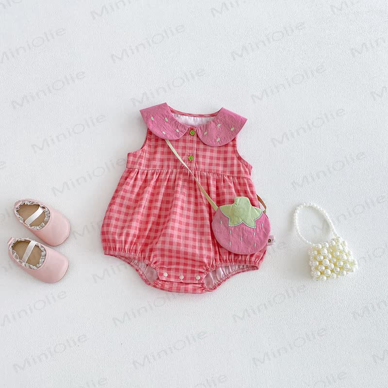 Baby Girl Pink Plaid Peter Pan Collar Sleeveless Onesie/Dress - Pink Onesie - 18-24M - image 2