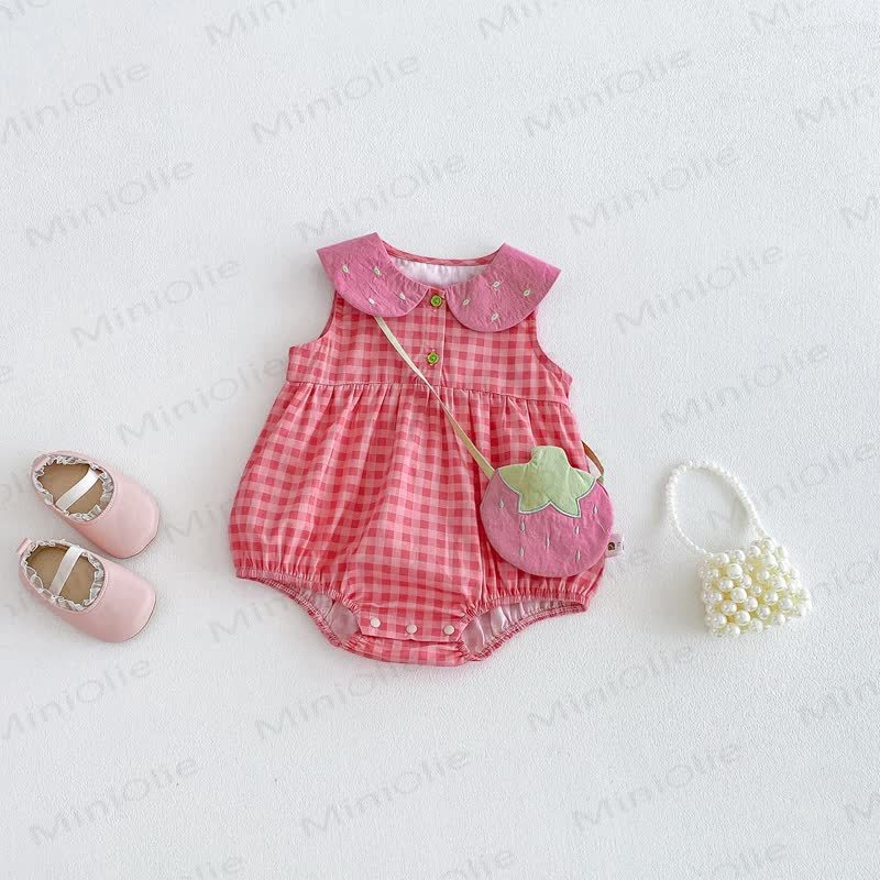 Baby Girl Pink Plaid Peter Pan Collar Sleeveless Onesie/Dress - Pink Onesie - 18-24M - image 2
