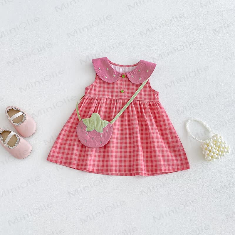 Baby Girl Pink Plaid Peter Pan Collar Sleeveless Onesie/Dress - Pink Dress - 2-3T - image 3