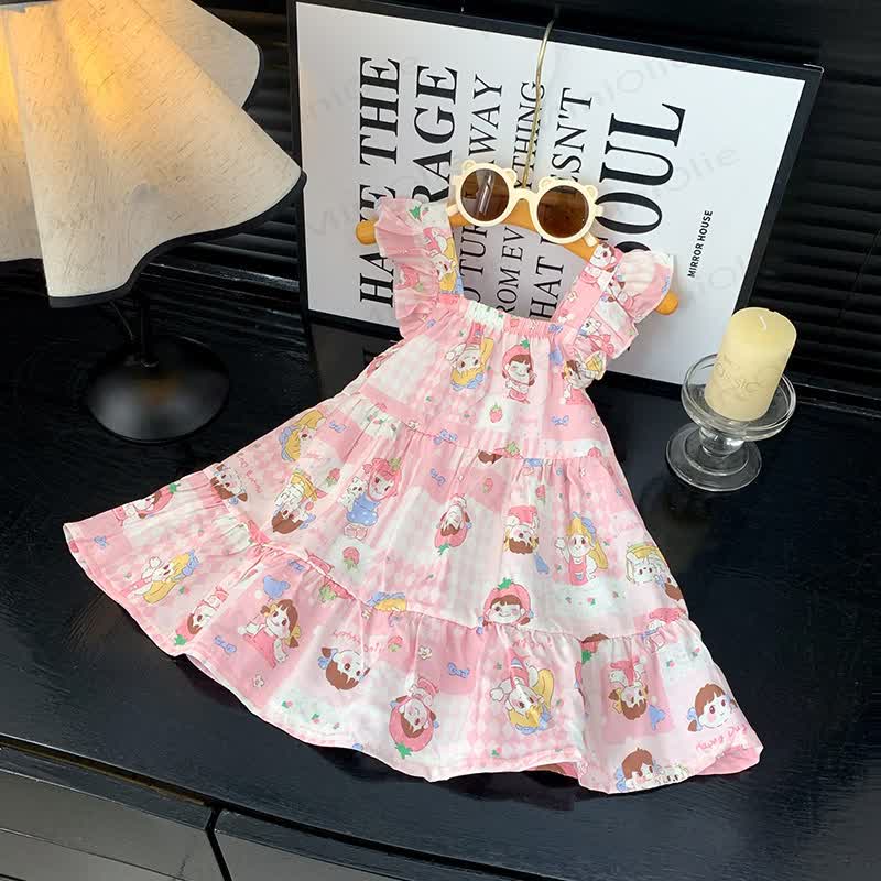 Toddler Girl Ruffle Flutter Sleeve Dress - Pink Girl - 10-11T - image 7
