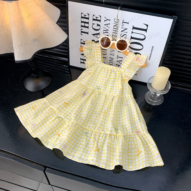 Toddler Girl Ruffle Flutter Sleeve Dress - Yellow Plaid - 10-11T - image 14