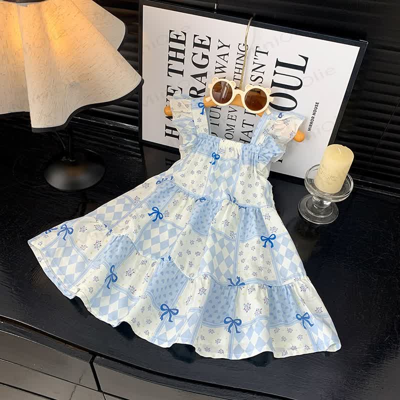 Toddler Girl Ruffle Flutter Sleeve Dress - Blue Plaid - 10-11T - image 16