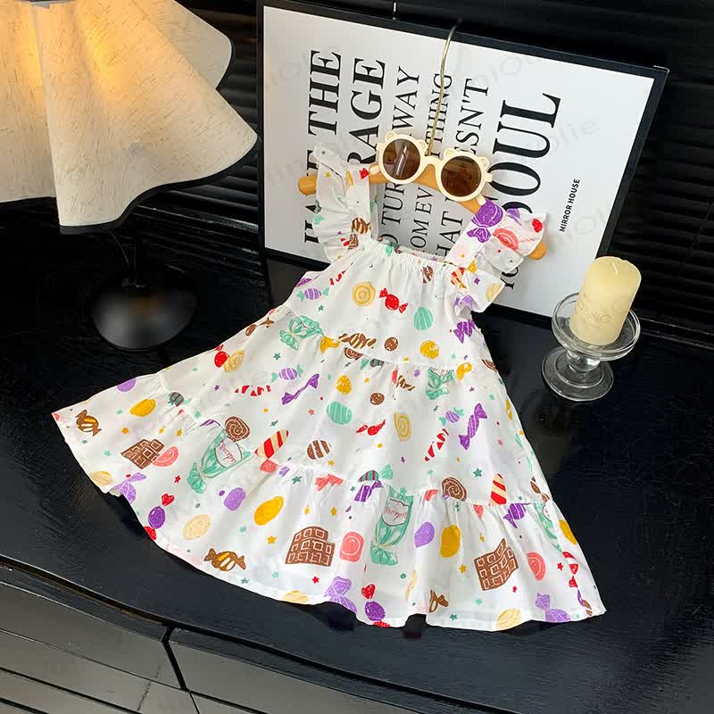 Toddler Girl Ruffle Flutter Sleeve Dress - White Candy - 10-11T - image 25