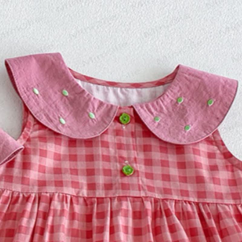 Baby Girl Pink Plaid Peter Pan Collar Sleeveless Onesie/Dress - image 6