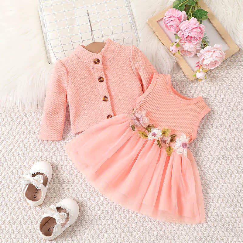 Baby Girl Sweet Flower Tulle Set - Pink - 18-24M - image 2