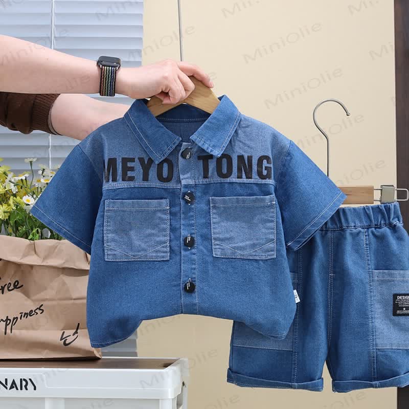 Toddler Boys Denim Shirt and Shorts 2-Piece Set - image 1