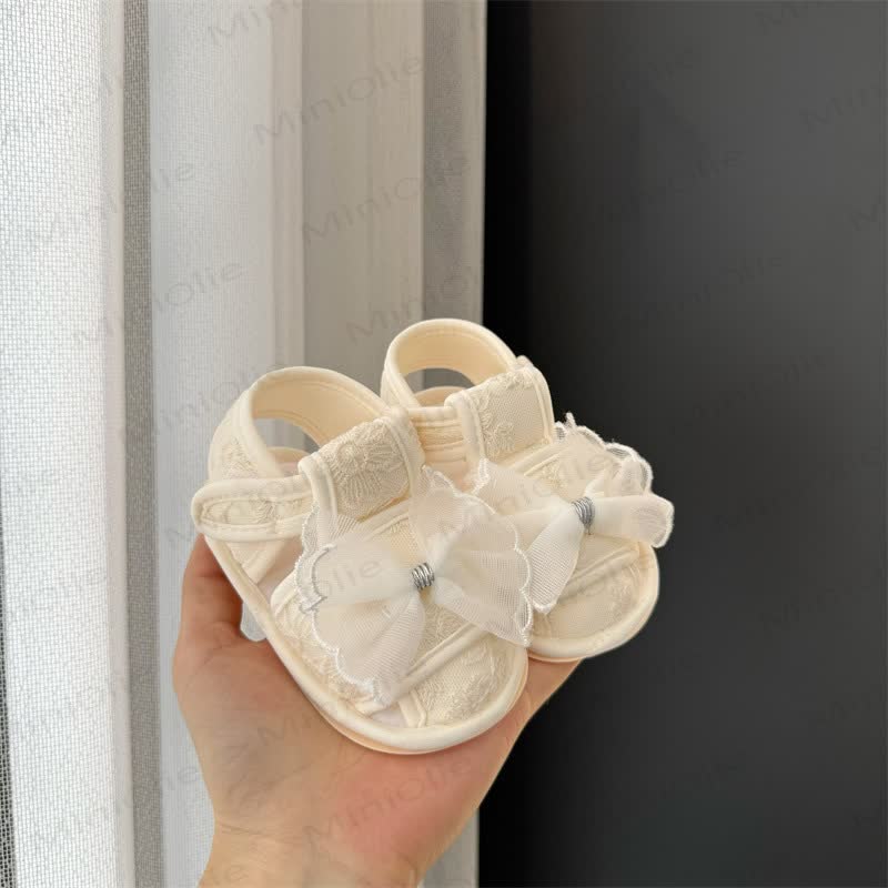 Baby Girl Bow Cotton Shoes - Beige - 10-13M - image 1