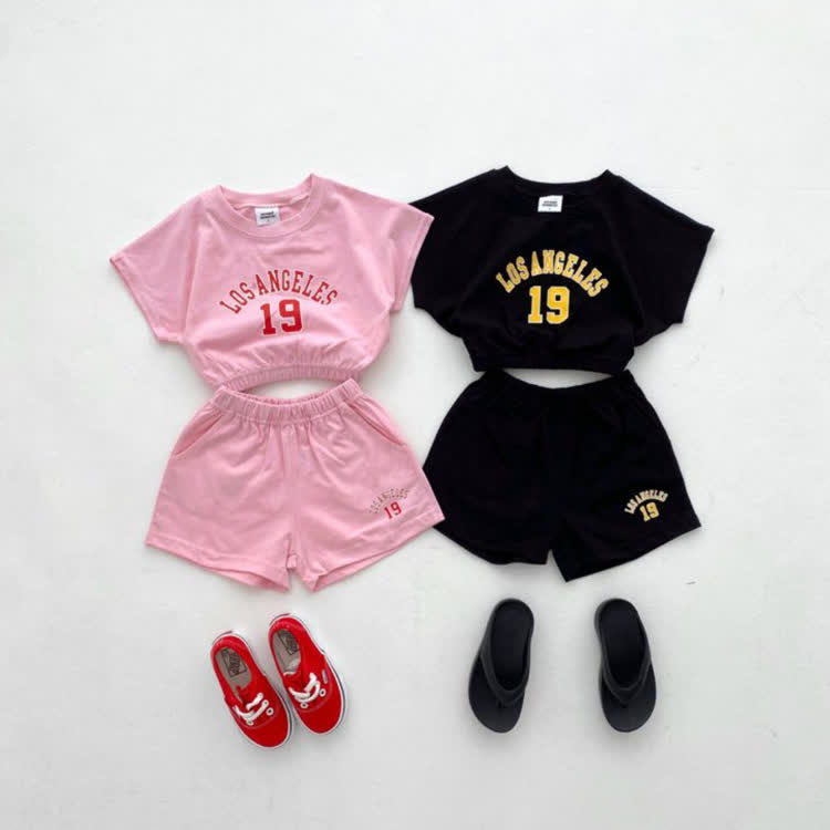 LOS ANGELES 19 Baby Toddler Girl Short-Sleeve Set - image 1