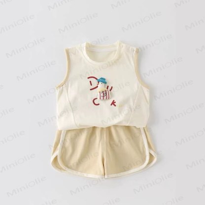 Baby DUCK Cartoon Tank Top and Shorts 2-Piece Set - image 1