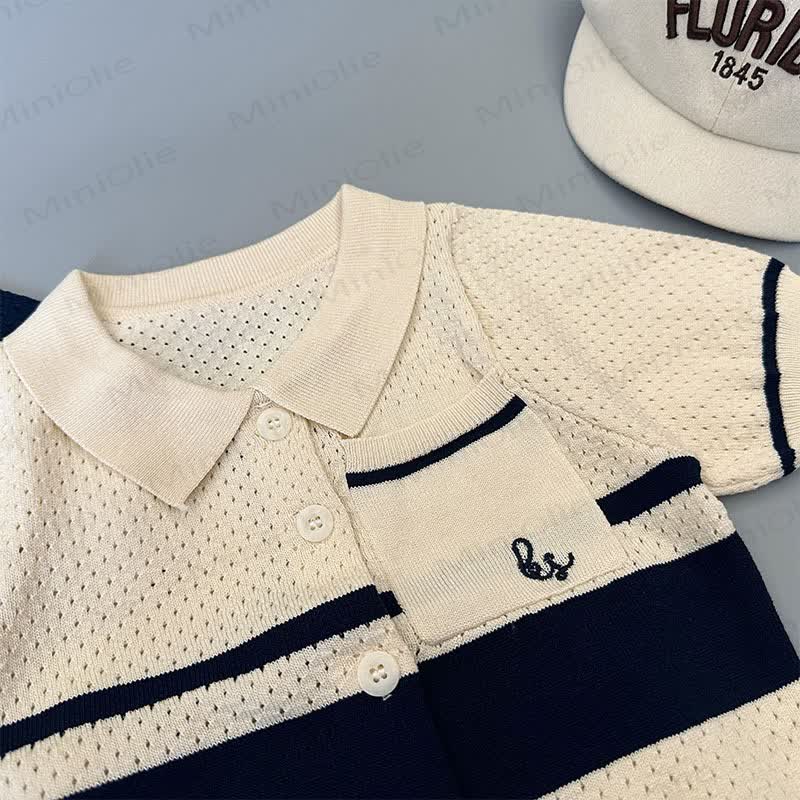 Toddler Boys Open Knit Polo Shirt or Solid Color Shorts - image 6