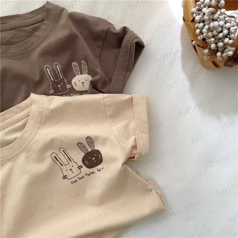 ONE TWO THREE. GO~Toddler Bunny Print Crew Neck T-Shirt - image 6