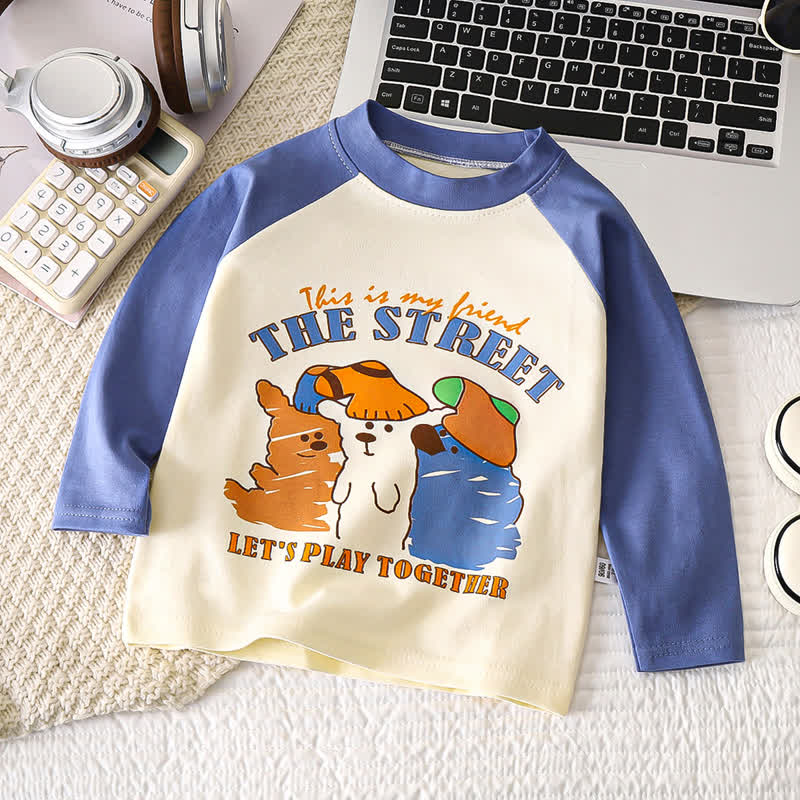 Toddler Baby Cartoon Print Raglan/Striped Cotton T-Shirt - Blue Dog - 6-7T - image 4