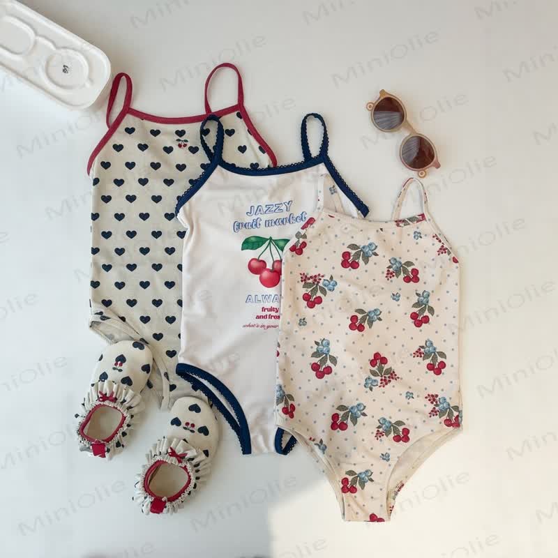 Toddler Girls Cherry Print Triangle Swimwear - image 1