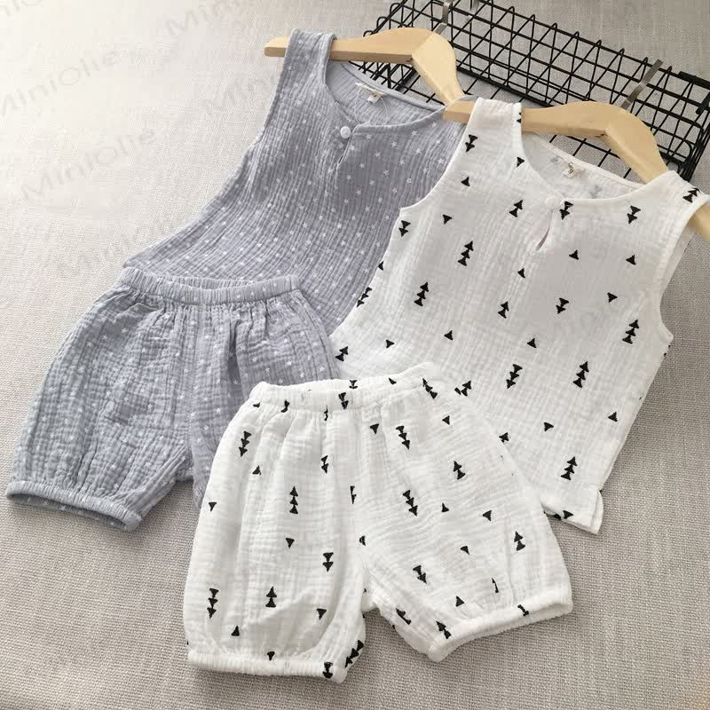 Baby Toddler Cotton Gauze Vest and Shorts 2-Piece Set - image 1