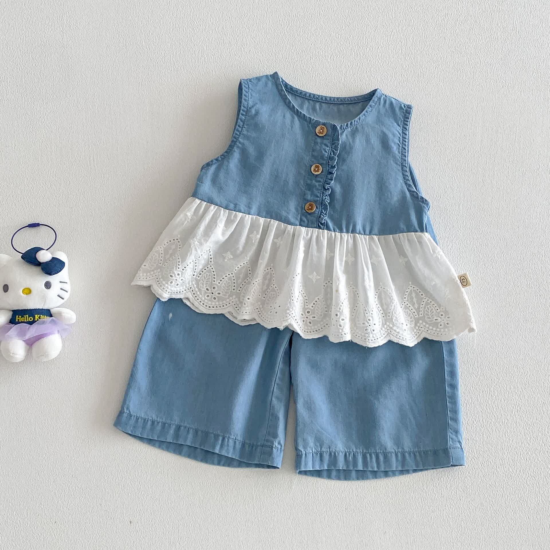 Baby Toddler Girl Denim Sleeveless Set - image 2