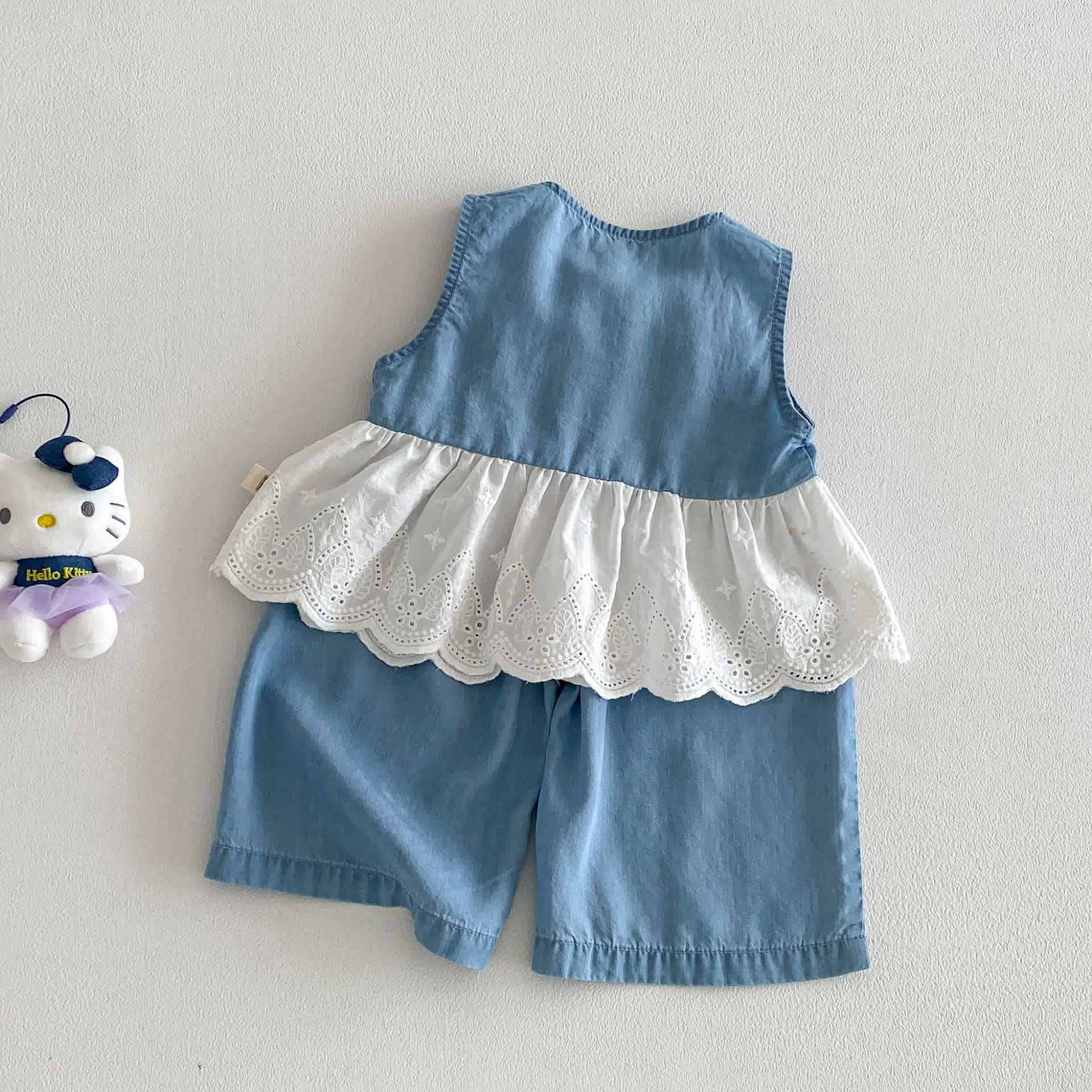 Baby Toddler Girl Denim Sleeveless Set - image 3