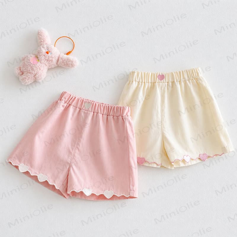 Toddler Girls Solid Color Heart Trim Lounge Shorts - image 1