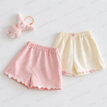 Toddler Girls Solid Color Heart Trim Lounge Shorts - image 1