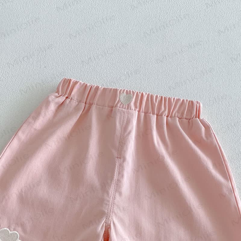 Toddler Girls Solid Color Heart Trim Lounge Shorts - image 4